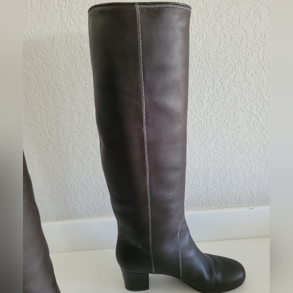 LANVIN almost like new brown gray tall boots - Picture 3 of 11
